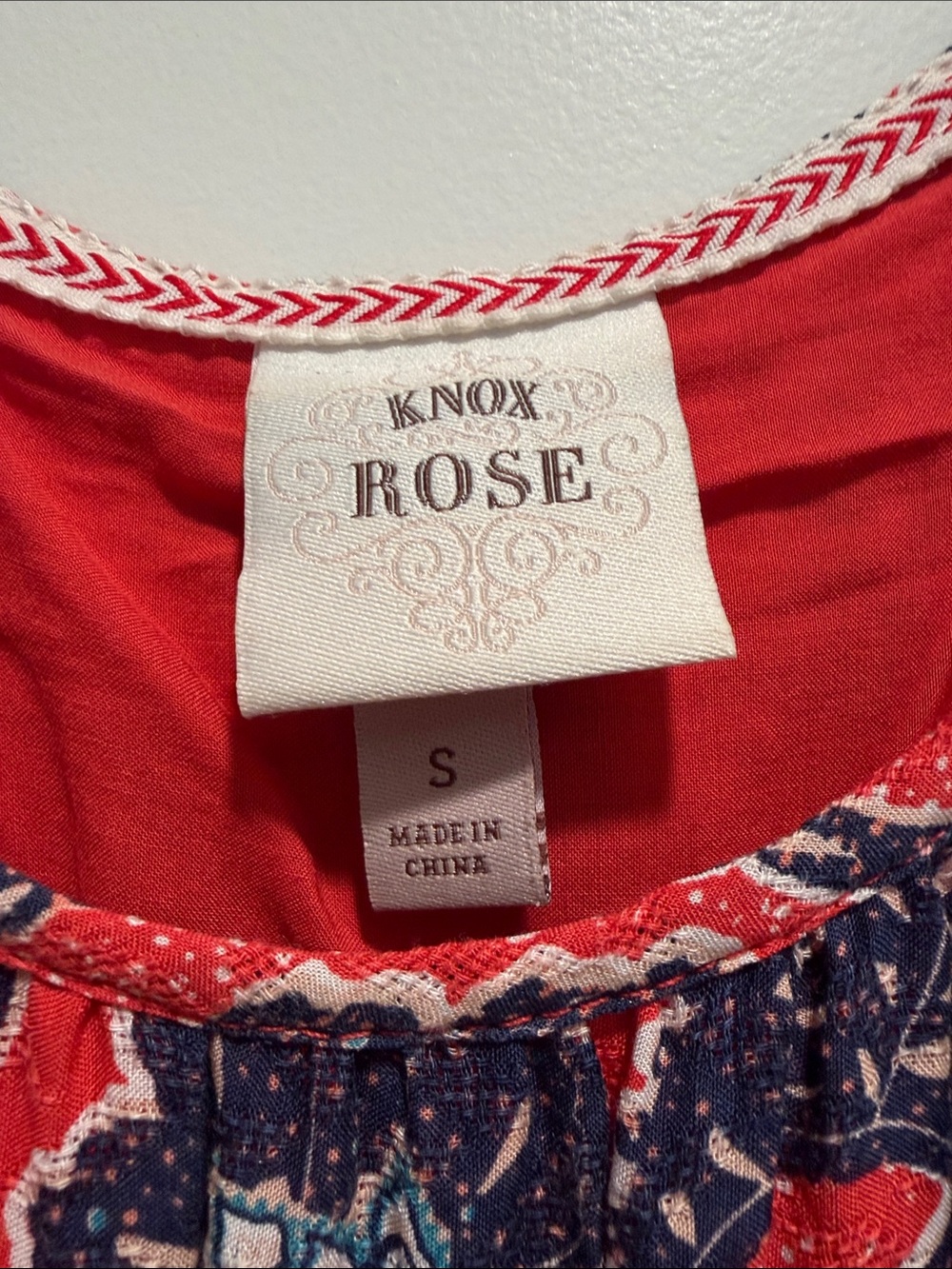 Knox Rose Red Dress with Navy Floral Accents - Picture 4 of 5